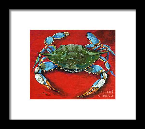 New Orleans Art Framed Print featuring the painting Louisiana Blue on Red by Dianne Parks