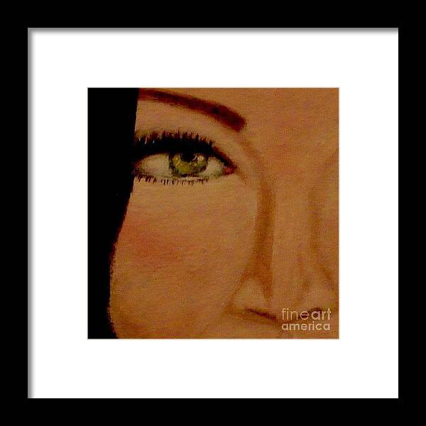 Fine- Art- Painting-face-macro Framed Print featuring the painting Love At First Sight by Catalina Walker