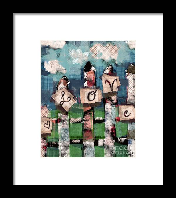 Love Framed Print featuring the mixed media Love Fence by Carrie Joy Byrnes