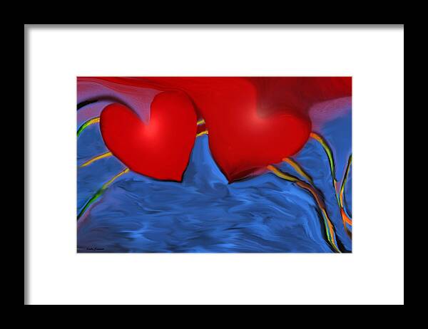 Hearts Framed Print featuring the digital art Love flow by Linda Sannuti