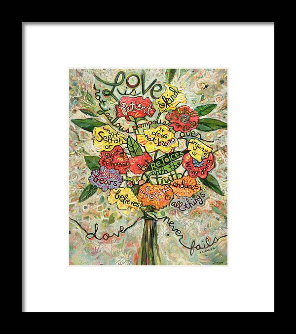 Jen Norton Framed Print featuring the painting Love is Patient by Jen Norton
