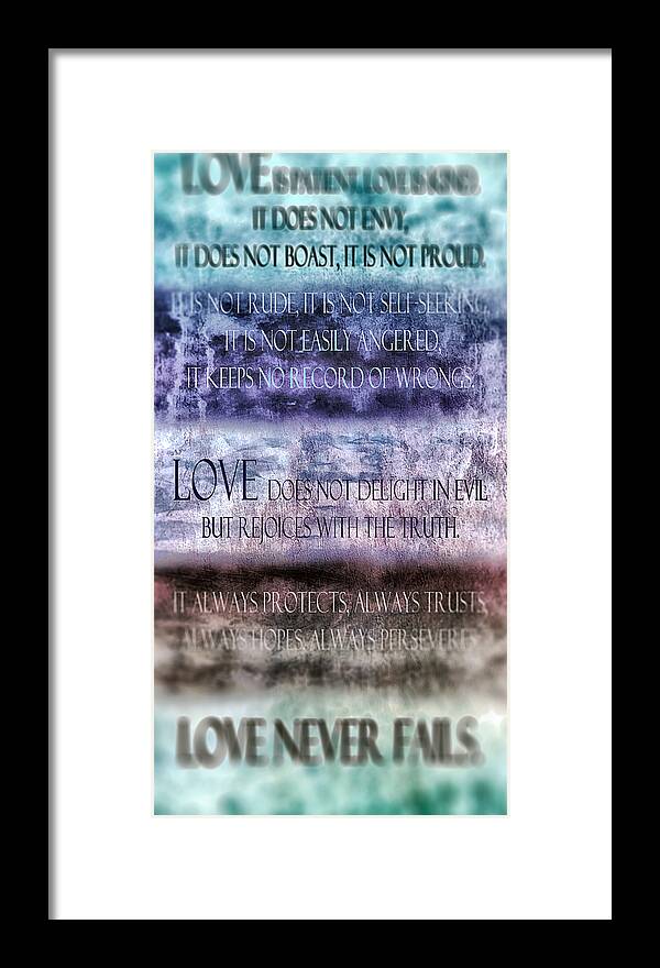 Love Framed Print featuring the digital art Love Rejoices With The Truth by Angelina Tamez