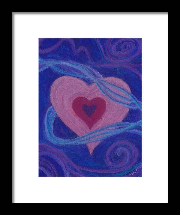 Heart Framed Print featuring the pastel Love Ribbons by Anne Katzeff