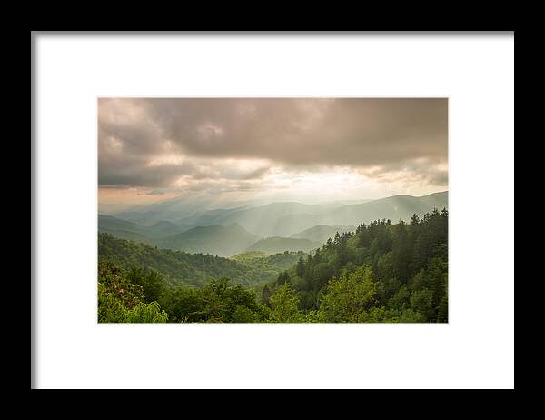 Great Smoky Mountains National Park Framed Print featuring the photograph Sunbeams - Great Smoky Mountains National Park by Doug McPherson