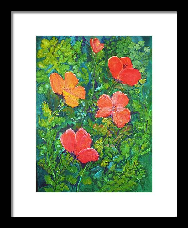 Poppies Framed Print featuring the painting Love Those Poppies by Deva Claridge