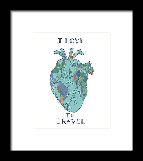 Heart Framed Print featuring the digital art Love To Travel 3 by Bekim M