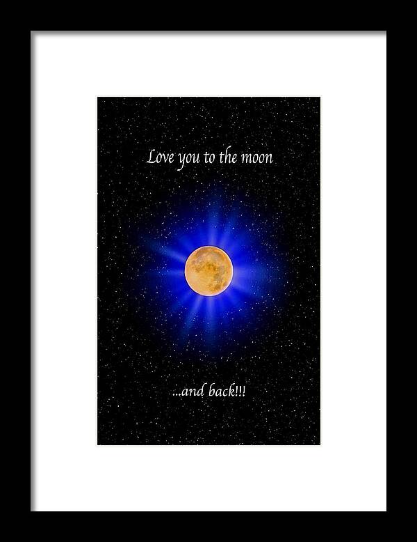 Moon Framed Print featuring the photograph Love You to the Moon - Blue vertical by Lynn Bauer
