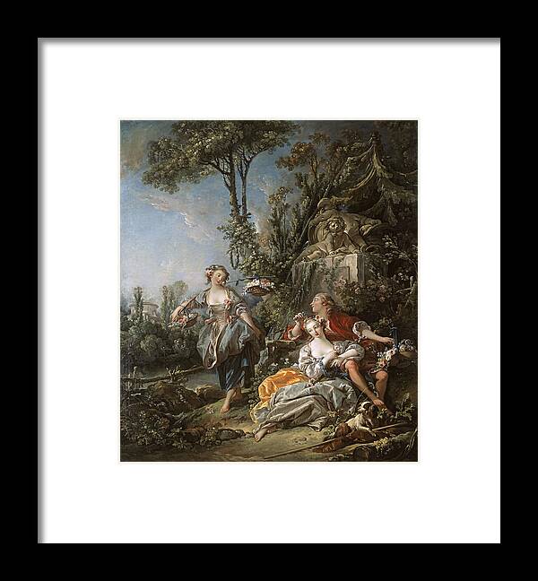 Fran�ois Boucher Framed Print featuring the painting Lovers in a Park by Franois Boucher