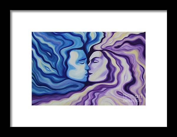 Acrylic Framed Print featuring the painting Lovers in Eternal Kiss by Jindra Noewi
