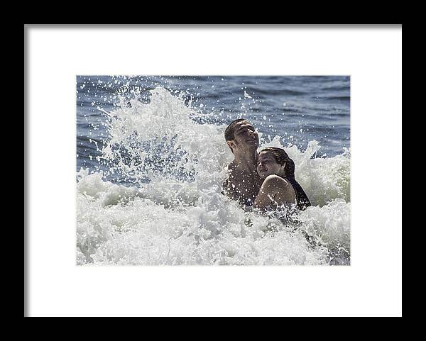 Original Framed Print featuring the photograph Lovers in the Surf by WAZgriffin Digital