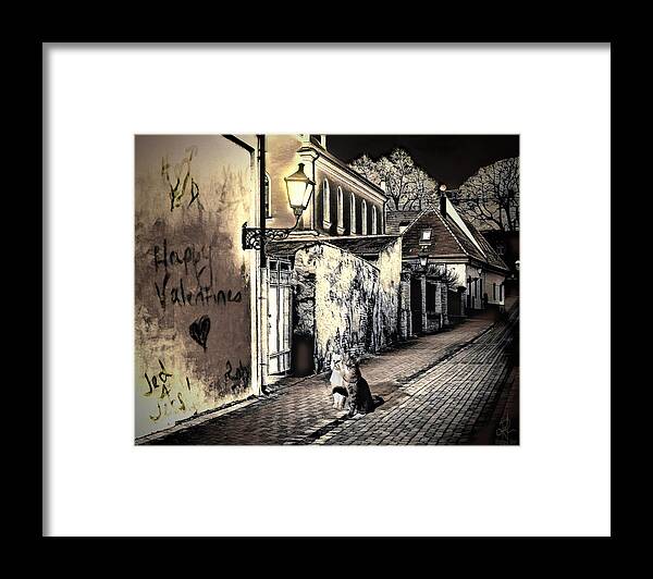 Cats Framed Print featuring the mixed media Lovers Lane by Pennie McCracken