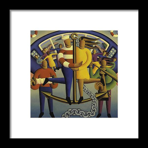 Lovers Framed Print featuring the painting Lovers On Anchor With Chain by Alan Kenny