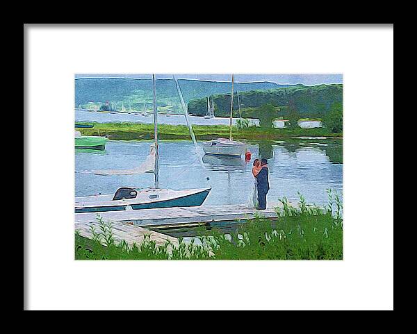 Love Framed Print featuring the digital art Lovers on the lake by Steve Glines
