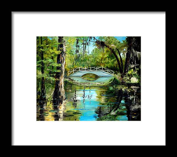 Magnolia Framed Print featuring the painting Low Country Bridge by Phil Burton