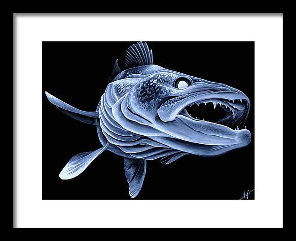 Walleye Framed Print featuring the painting Low Light Walleye by Nick Laferriere