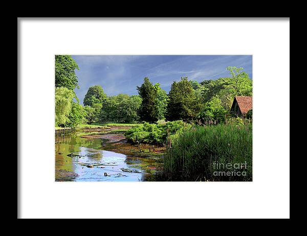 Landscape Framed Print featuring the digital art Low Tide at the Grist Mill by Jack Ader