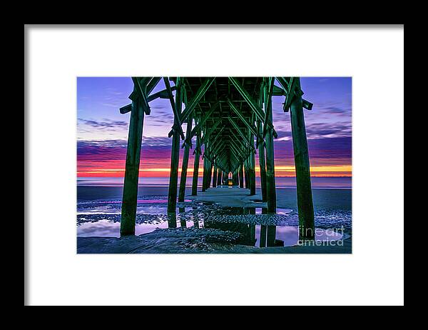 Sunrise Framed Print featuring the photograph Low Tide Pier by DJA Images