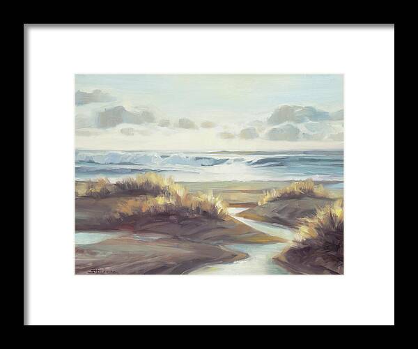 Ocean Framed Print featuring the painting Low Tide by Steve Henderson