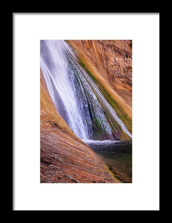Lower Calf Creek Falls Framed Print featuring the photograph Lower Calf Creek Falls by Chuck Jason
