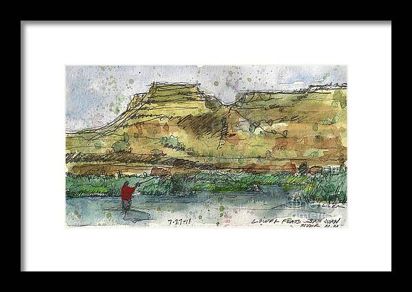 Watercolor Framed Print featuring the painting Lower Flats on the San Juan by Tim Oliver