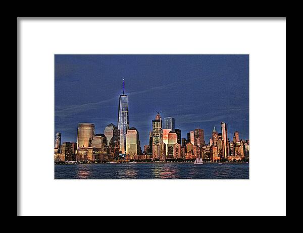 Freedom Tower Framed Print featuring the photograph Lower Manhattan at Twilight by Allen Beatty