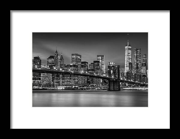 America Framed Print featuring the photograph Lower Manhattan skyline by Mihai Andritoiu