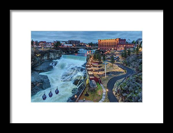 Lower Spokane Falls Framed Print featuring the photograph Lower Spokane Falls Early Spring by Harold Coleman