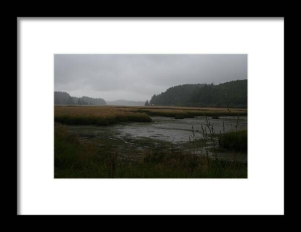 Low Tide Mist Willapa Framed Print featuring the photograph Lowtide Mist Willapa by Dylan Punke