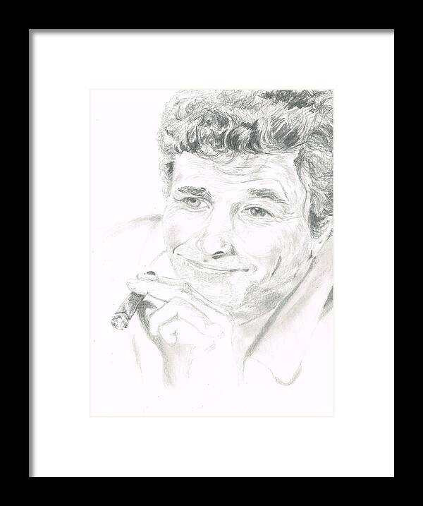 Columbo Framed Print featuring the drawing Lt. Columbo by Andrew Gillette
