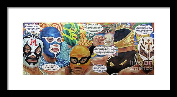 Lucha Libre Framed Print featuring the painting Lucha Comic by Nancy Almazan