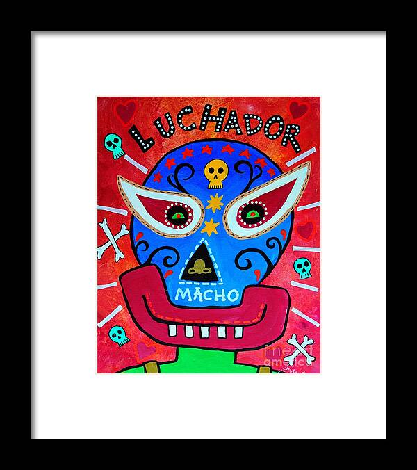 Lucha Libre Framed Print featuring the painting Luchador by Pristine Cartera Turkus