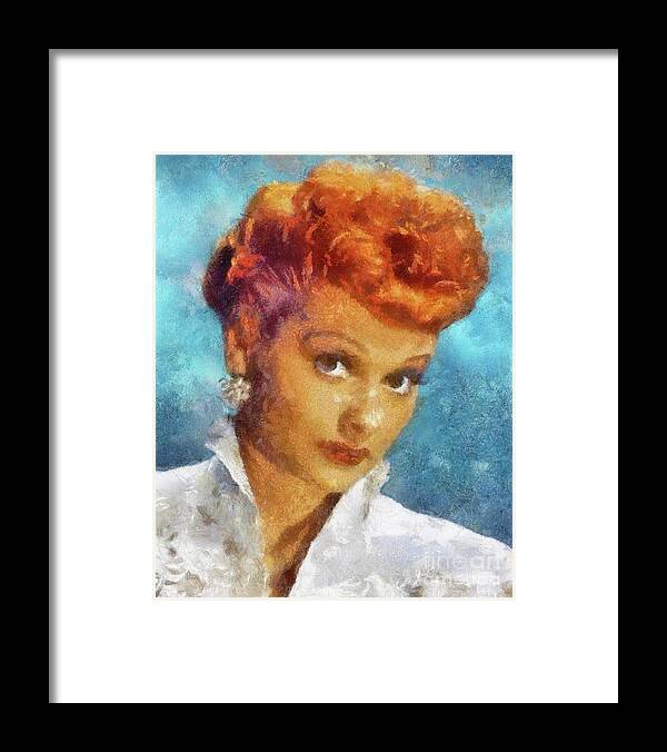 Hollywood Framed Print featuring the painting Lucille Ball by Sarah Kirk by Esoterica Art Agency