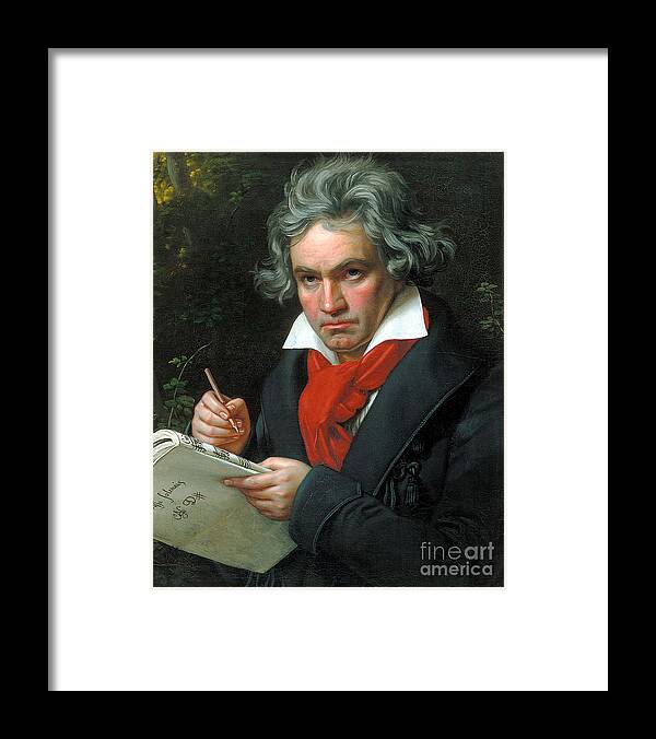Ludwig Van Beethoven Framed Print featuring the painting Ludwig van Beethoven by Joseph Karl Stieler