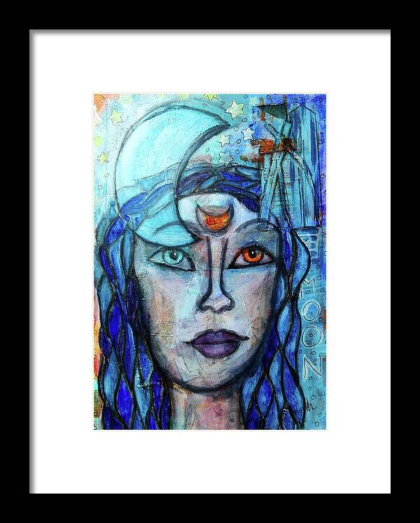 Luna Framed Print featuring the mixed media Luna by Mimulux Patricia No