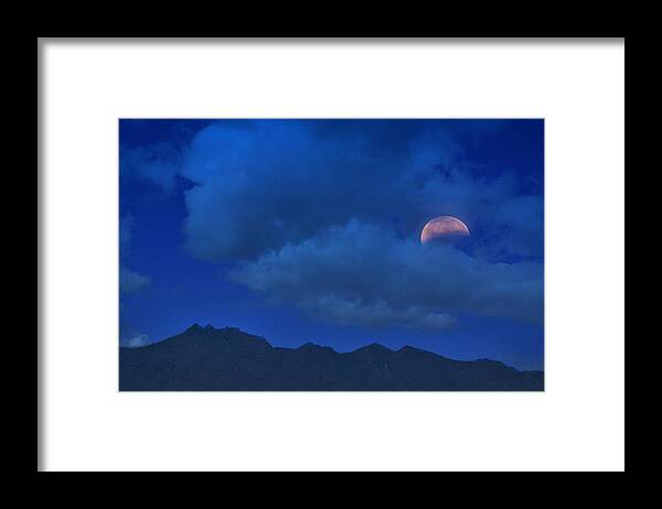 Blood Moon Framed Print featuring the photograph Lunar Eclipse Hide and Seek by Saija Lehtonen