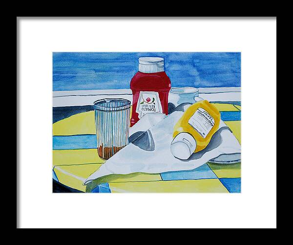 Ketchup Framed Print featuring the painting Lunch Reflections by Gerald Carpenter