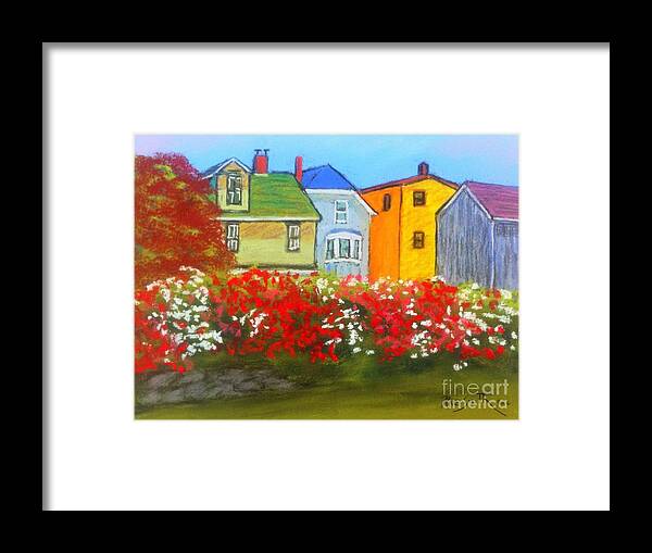 Pastels Framed Print featuring the pastel Lunenburg Roses by Rae Smith PAC