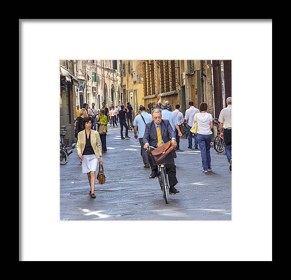 Street Photography Framed Print featuring the photograph L'uomo in bicicletta. by Keith Armstrong