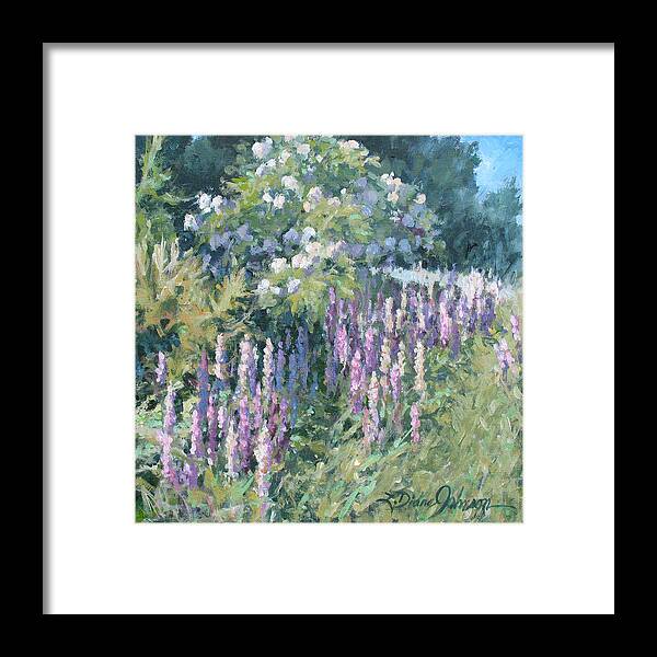 Lupine Field Framed Print featuring the painting Lupine On Parade by L Diane Johnson