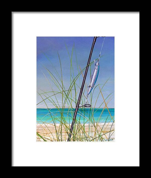 Fishing Framed Print featuring the painting Lure of the Island by Joan Garcia
