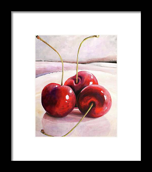 Cherry Framed Print featuring the painting Luscious Cherries by Toni Grote