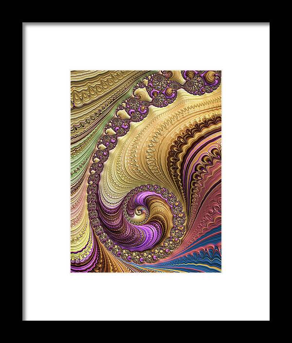 Spiral Framed Print featuring the digital art Luxe colorful fractal spiral by Matthias Hauser