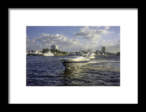 Boats Framed Print featuring the photograph Luxury Pershing High Speed Motor Yacht by Venetia Featherstone-Witty