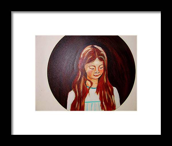Portraits Framed Print featuring the painting Lydia by Rusty Gladdish