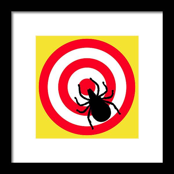 Richard Reeve Framed Print featuring the digital art Lyme Disease Ixodes Tick on Target by Richard Reeve