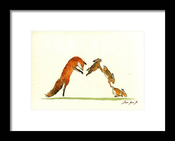 Alphabet Print Framed Print featuring the painting M Letter woodland animals by Juan Bosco