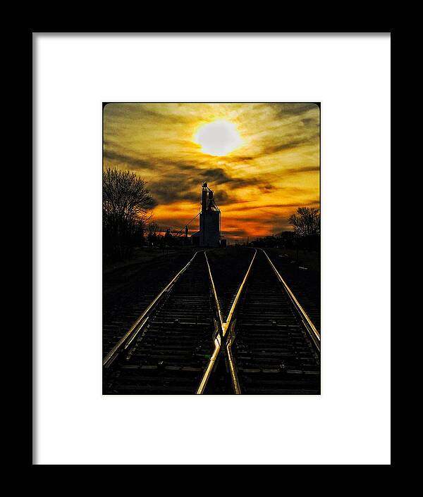 Sunset Sun Rise Elevator Train Tracks Framed Print featuring the photograph M Track by David Matthews