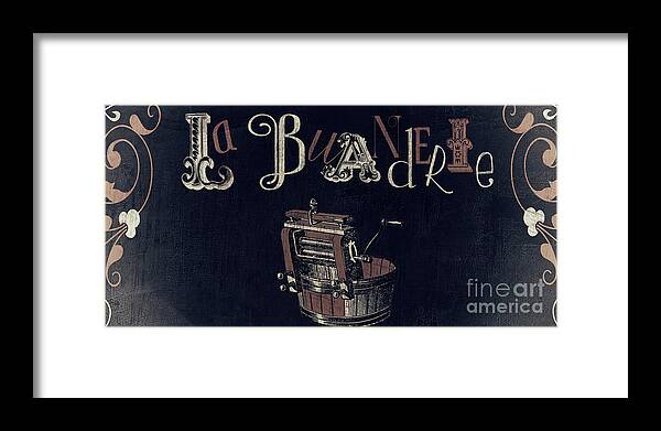 Vintage Sign Framed Print featuring the painting Ma Maison III La Buanderie by Mindy Sommers
