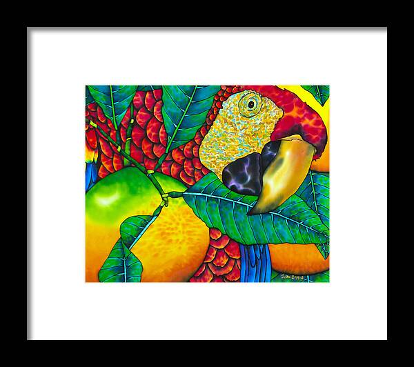 Jean-baptiste Design Framed Print featuring the painting Macaw Close Up - Exotic Bird by Daniel Jean-Baptiste
