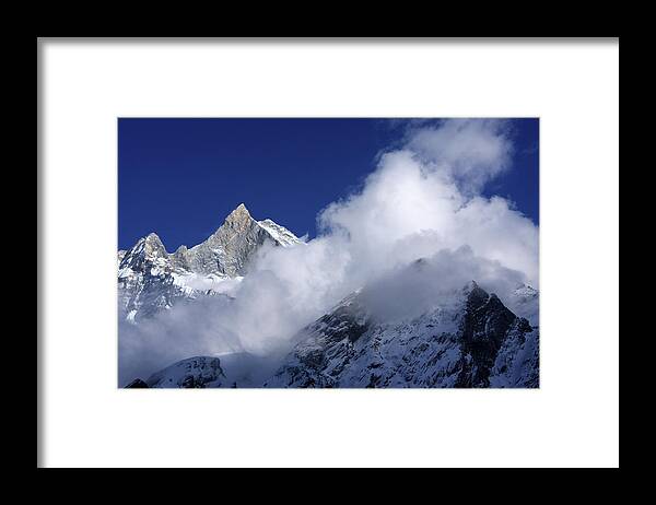 Nepal Framed Print featuring the photograph Machhapuchchhre, Himalayas, Nepal by Aidan Moran